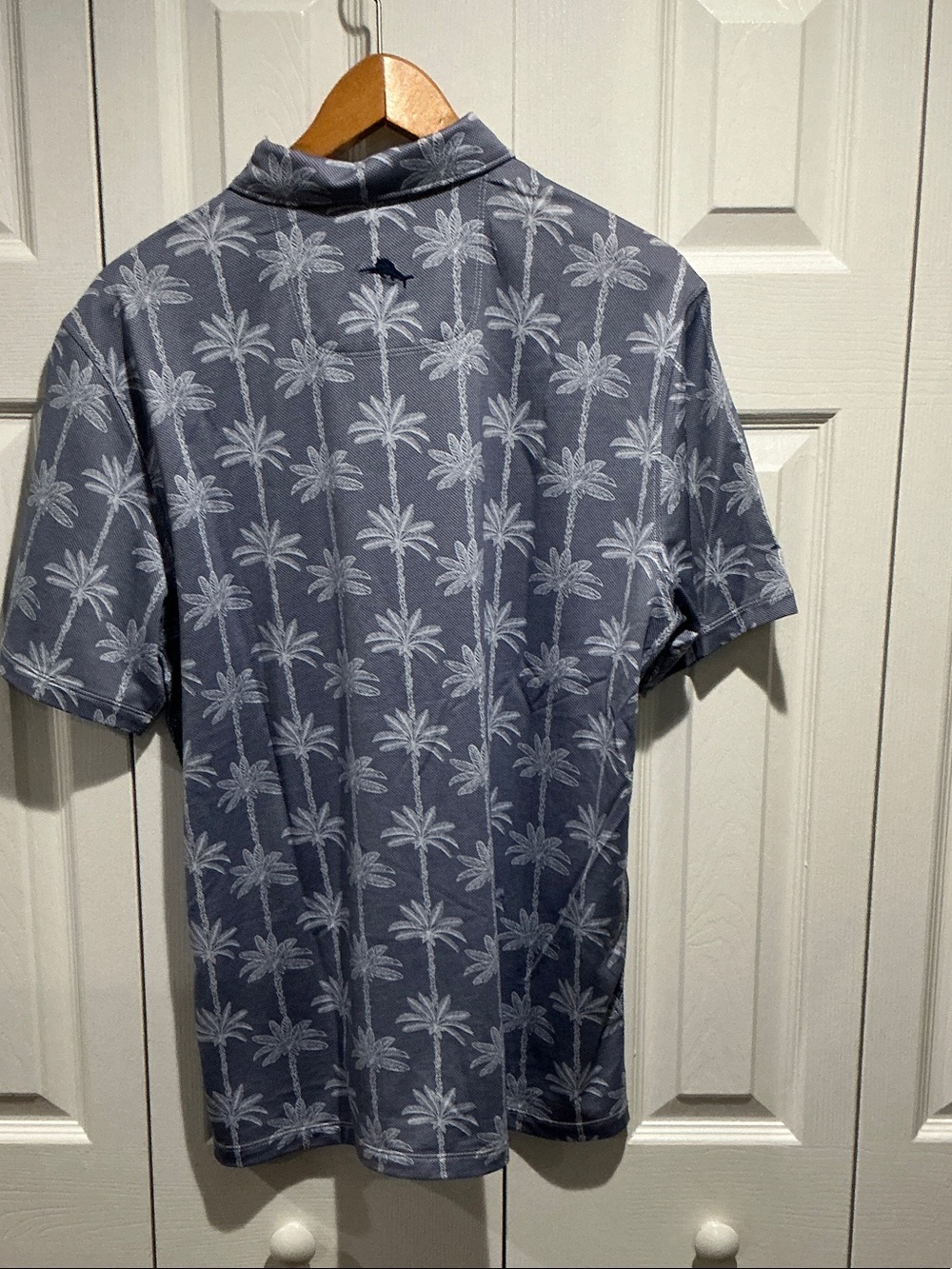 Tommy Bahama Blue Palm-Print Short Sleeve Polo - Picture 4 of 4